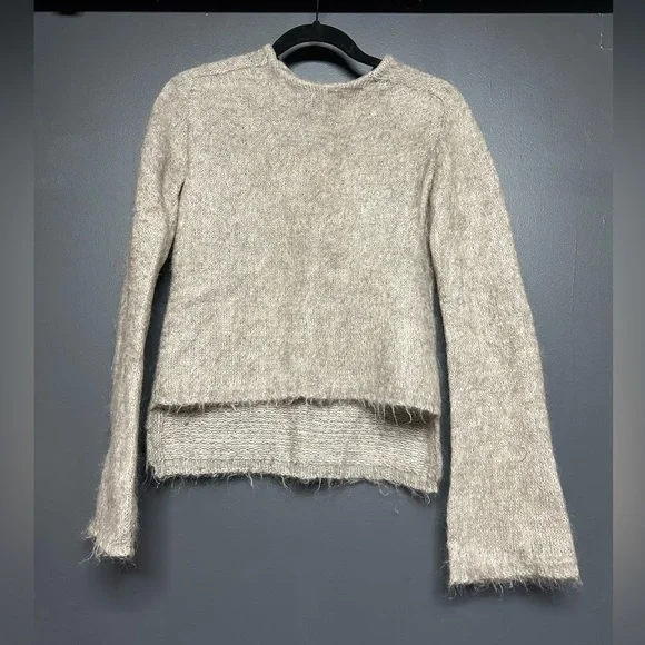 Rick Owens Mohair and Wool Wide Sleeve Sweater Taupe S - Picture 2 of 4